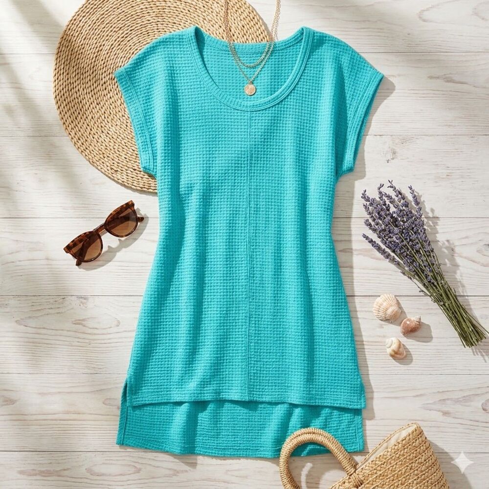 Cable & Gauge Perfectly Teal Tunic Top Size Small